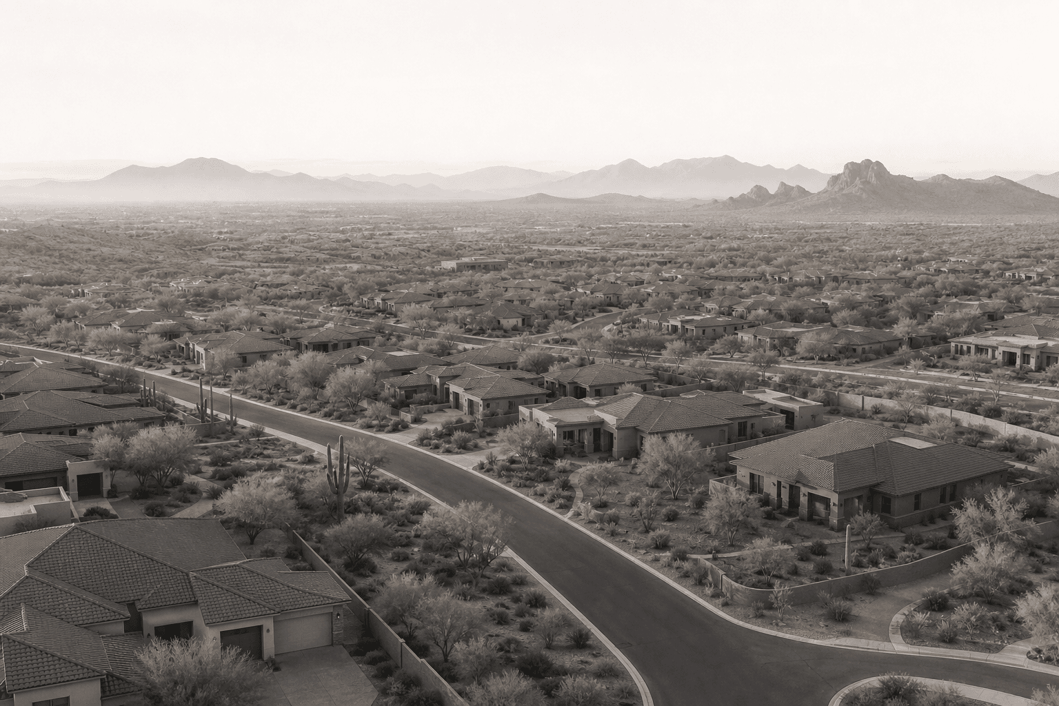 Aerial view of an East Valley neighborhood