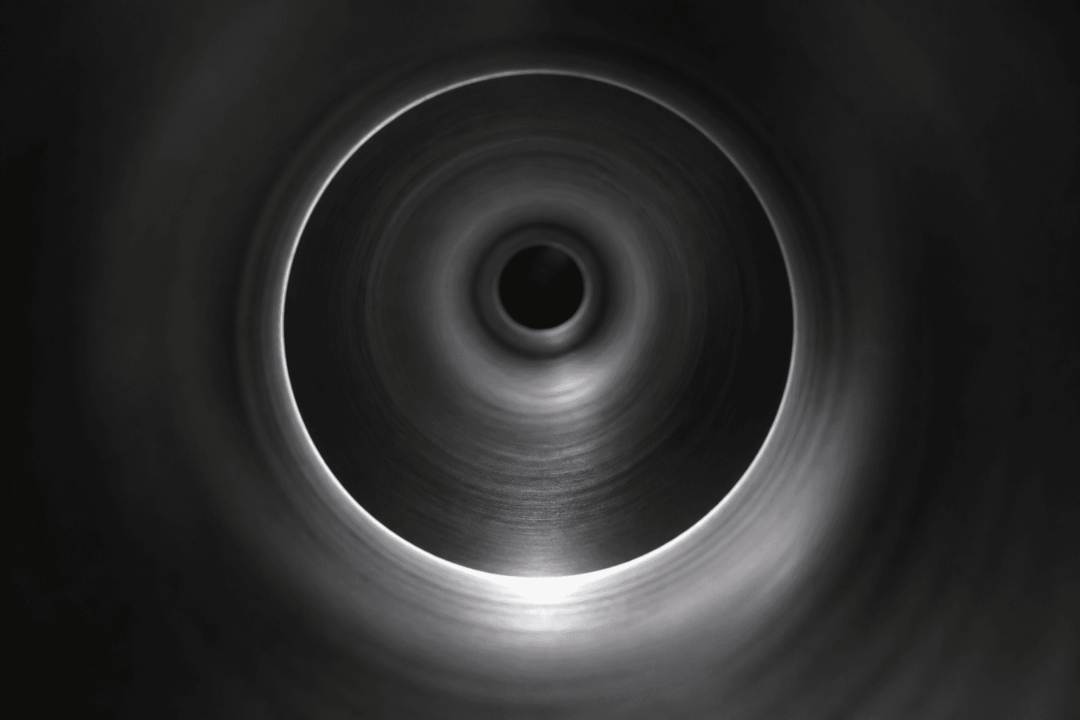 Looking into a clean metal pipe